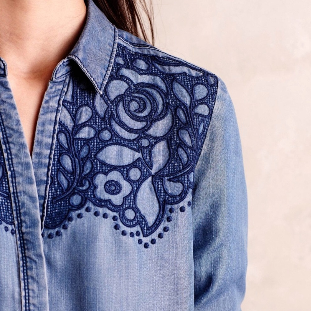 Holding Horses Embroidered Chambray Button Down - Picture 3 of 8